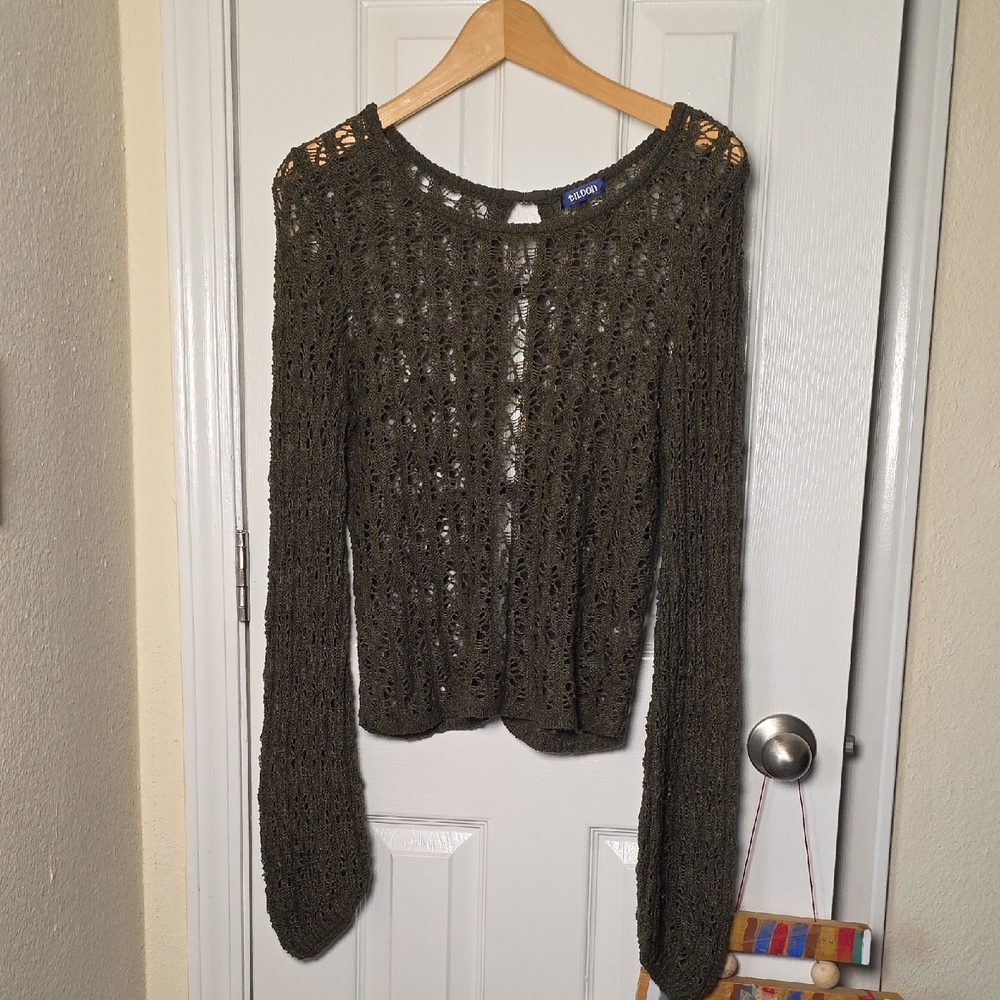 Vintage Tildon Dark Green Crochet Sweater
